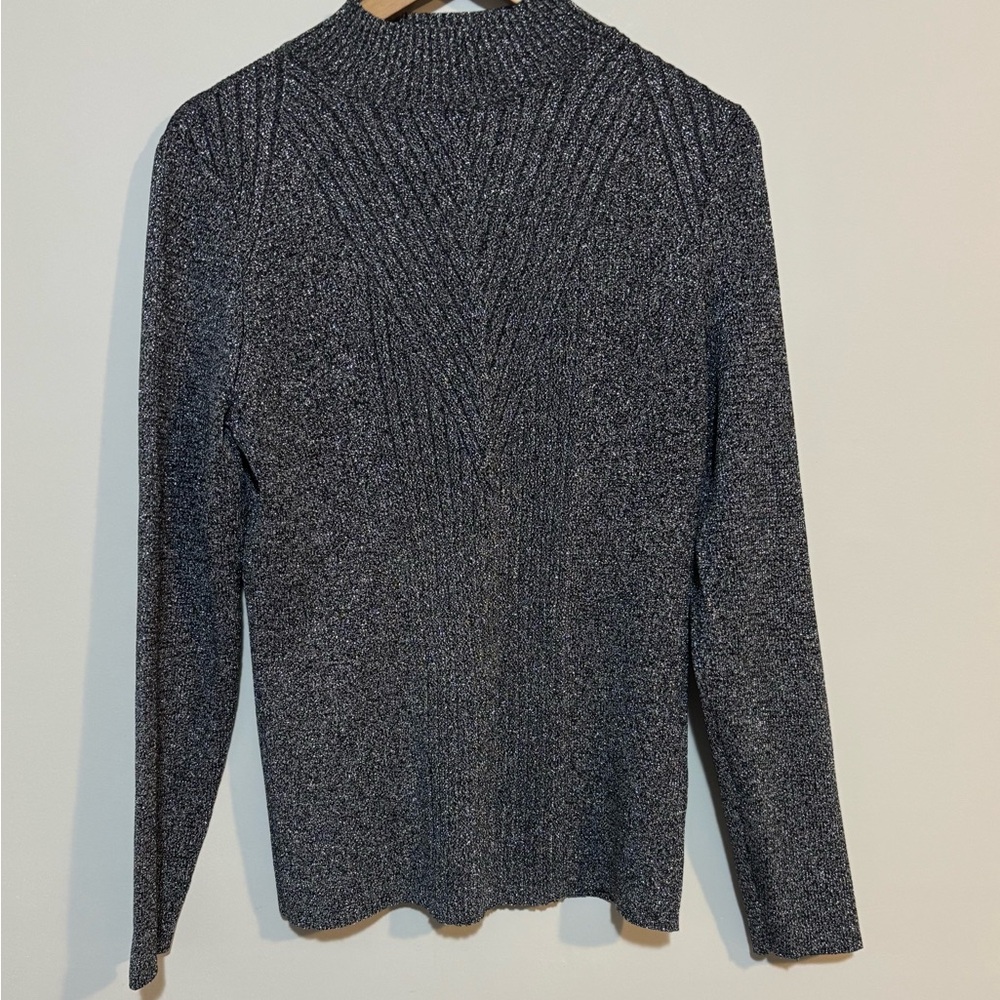 NWT INC Black and Silver Mock Ribbed Long Sleeve Sweater | Womens Size XXL
